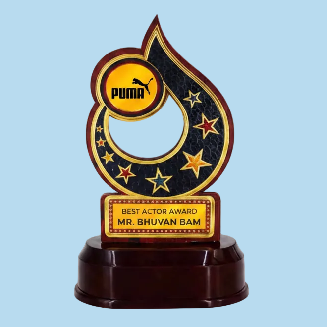 Trophy with Puma logo and 'Best Actor Award' text on a white background