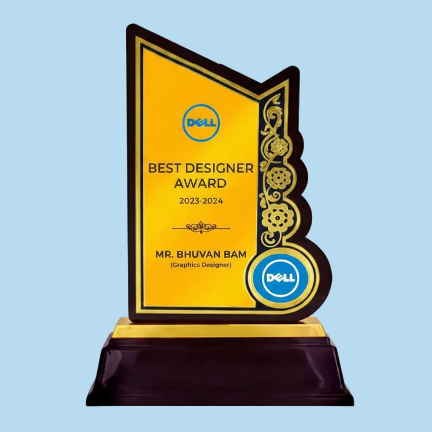 Dell Best Designer Award trophy on a white background